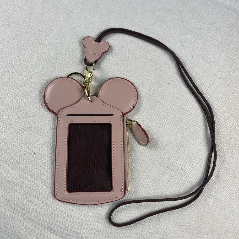 Pink Mouse‑Ear Cardholder & Lanyard – Cute ID Holder – Preowned - Never Used